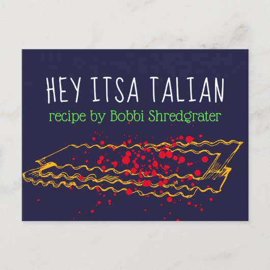 Italienische Lasagna Pasta personalisierte Rezeptk Postkarte (Vorderseite)