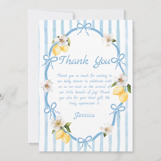 Italienische Lemon Babydusche mit Handzeichnung Dankeskarte (Vorderseite)