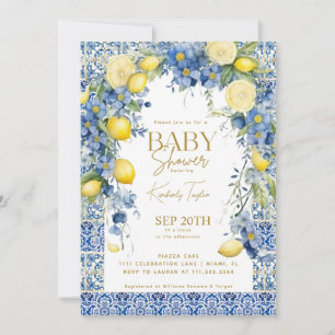 Italienische Lemon Blue Tiles Italy Baby Dusche Einladung