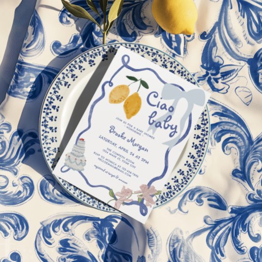 Italienische Lemon Boys Babydusche Einladung