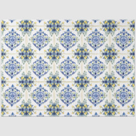 Italienische Lemon Floral Tile Blau und Weiß Decou Seidenpapier