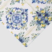 Italienische Lemon Floral Tile Blau und Weiß Decou Seidenpapier (Ausschnitt)
