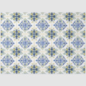 Italienische Lemon Floral Tile Blau und Weiß Decou Seidenpapier (Vorderseite)
