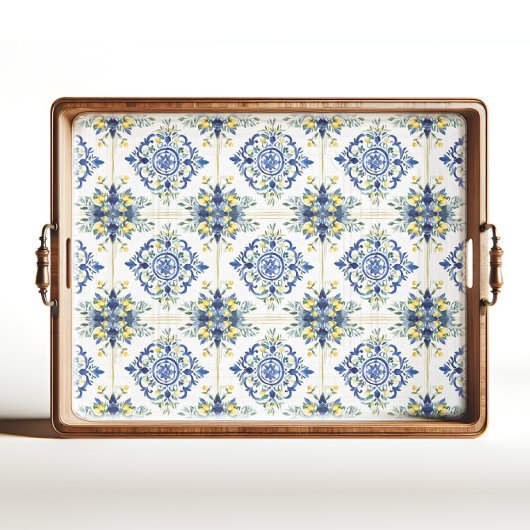 Italienische Lemon Floral Tile Blau und Weiß Decou Seidenpapier