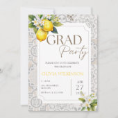 Italienische Lemon Graduation Party in Beige Medit Einladung (Vorderseite)