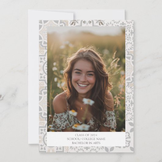 Italienische Lemon Graduation Party in Beige Medit Einladung (Rückseite)