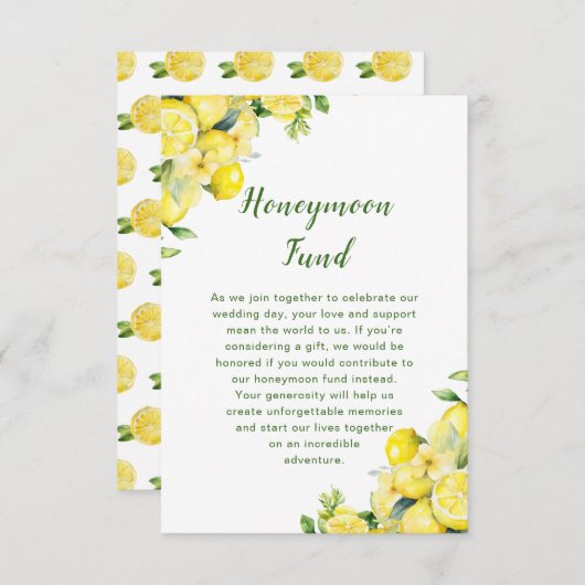 Italienische Lemon Greenerity Frame Wedding Begleitkarte (Vorne/Hinten)