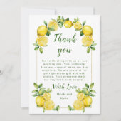 Italienische Lemon Greenerity Frame Wedding Dankeskarte (Vorderseite)