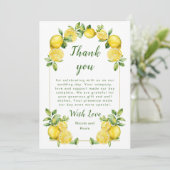 Italienische Lemon Greenerity Frame Wedding Dankeskarte (Stehend Vorderseite)