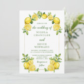 Italienische Lemon Greenerity Frame Wedding Einladung (Stehend Vorderseite)