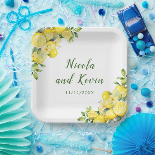 Italienische Lemon Greenerity Frame Wedding Pappteller (Party)