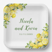 Italienische Lemon Greenerity Frame Wedding Pappteller (Vorderseite)