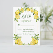 Italienische Lemon Greenerity Frame Wedding RSVP C Karte (Stehend Vorderseite)