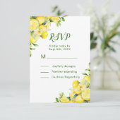 Italienische Lemon Greenerity Frame Wedding RSVP Karte (Stehend Vorderseite)