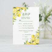 Italienische Lemon Greenerity Frame Wedding RSVP Karte (Stehend Vorderseite)
