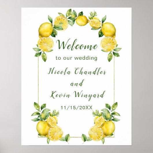Italienische Lemon Greenerity Frame Wedding Willko Poster (Vorne)