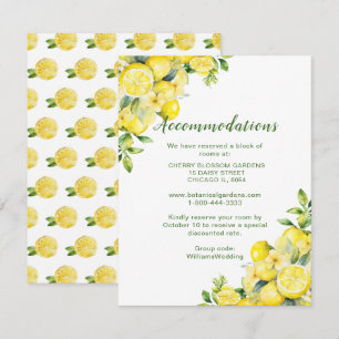 Italienische Lemon Greenery Hochzeitsunterkünfte Begleitkarte