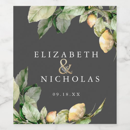 Italienische Lemon Grove Personalisiert Wedding Weinetikett (Einzelnes Label)