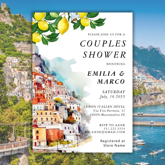 Italienische Lemon Summer Couples Dusche Einladung