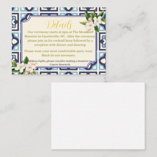 Italienische Lemon Wedding Invitations Detail Kart Begleitkarte (Vorne/Hinten)