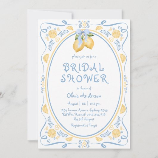 Italienische Lemon Whimsical Bridal Dusche Einladu Einladung (Vorderseite)