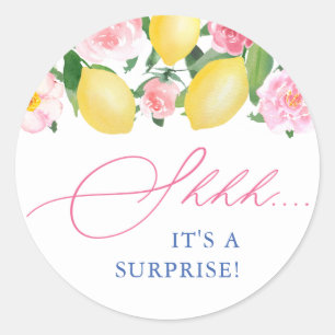Italienische Lemons Floral Shh Überraschung Party Runder Aufkleber