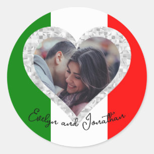 Italienische Liebe Flag Italienisches Herz Runder Aufkleber