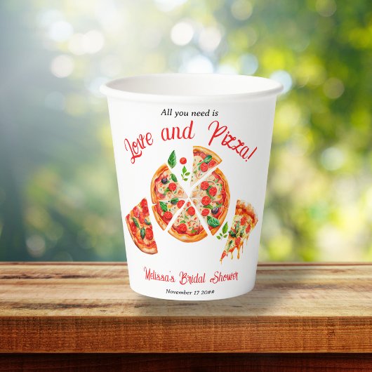 Italienische Liebe & Pizza Party Slice Brautparty Pappbecher