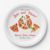 Italienische Liebe & Pizza Party Slice Brautparty Pappteller (Vorderseite)