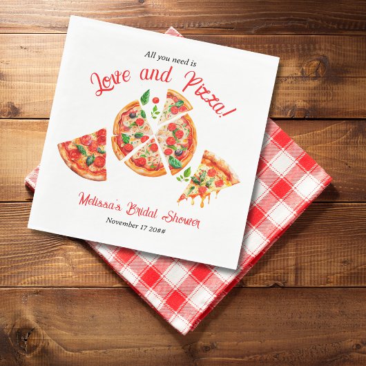 Italienische Liebe & Pizza Party Slice Brautparty Serviette