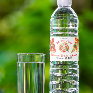 Italienische Liebe & Pizza Party Slice Brautparty Wasserflaschenetikett