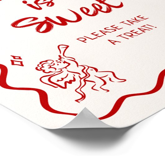 Italienische Liebe rot ist süß Poster (Ecke)