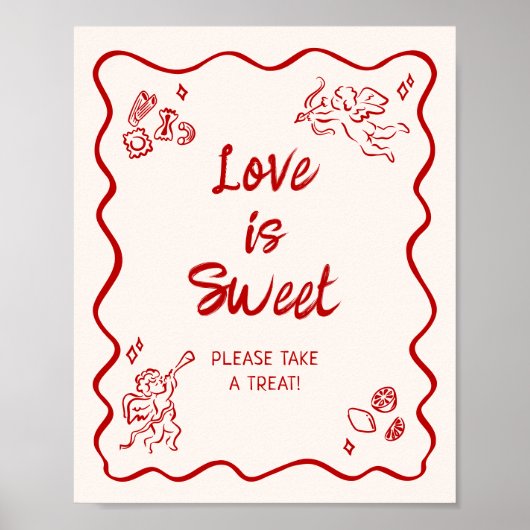 Italienische Liebe rot ist süß Poster (Vorne)