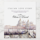 Italienische Liebe Story Venice Script Hochzeit Weinetikett (Einzelnes Label)
