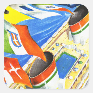 Italienische Linie ~ unter dieser Flagge Quadratischer Aufkleber