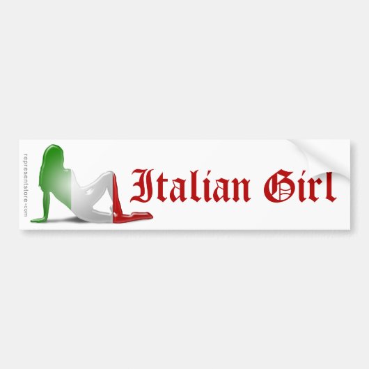 Italienische Mädchen-Silhouette-Flagge Autoaufkleber (Vorne)