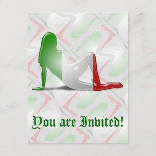 Italienische Mädchen-Silhouette-Flagge Einladung