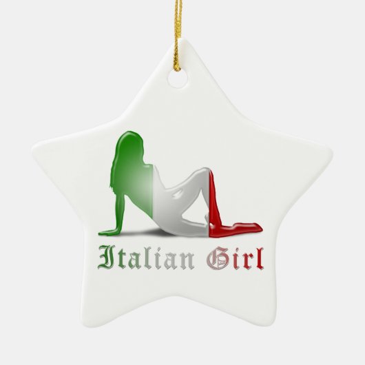 Italienische Mädchen-Silhouette-Flagge Keramikornament (Vorne)