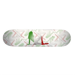 Italienische Mädchen-Silhouette-Flagge Skateboard