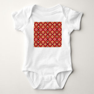 Italienische Majolika: bestickt mit floralen Tile. Baby Strampler