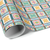 Italienische Majolika Stickerei: mediterrane Flora Geschenkpapier (Rolleneckpunkt)