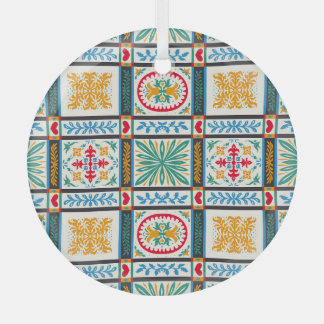 Italienische Majolika Stickerei: mediterrane Flora Ornament Aus Glas