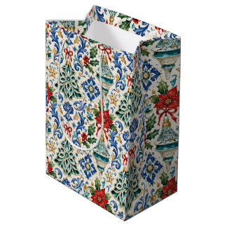 Italienische Majolika-Weihnachtsgeschenktasche Mittlere Geschenktüte