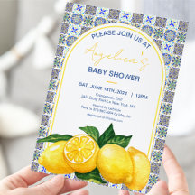 Italienische Mediterrane Lemon Mosaik Babydusche