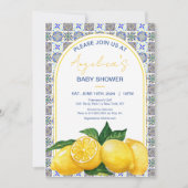 Italienische Mediterrane Lemon Mosaik Babydusche Einladung (Vorderseite)