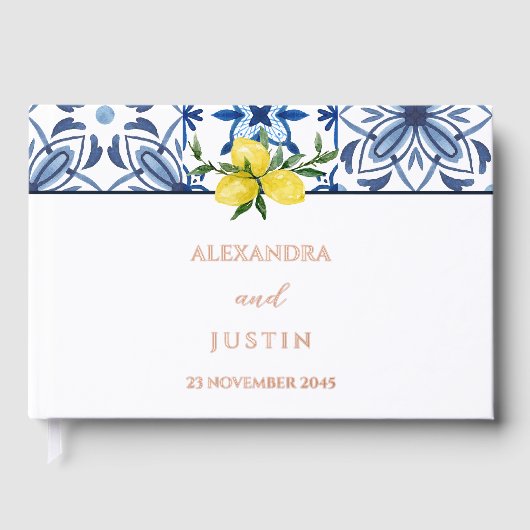 Italienische Mittelmeer-Hochzeit von Lemon Gästebuch (Vorderseite)