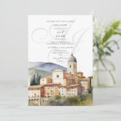 Italienische Monogramm-Hochzeit in Urlaubsort Einladung (Stehend Vorderseite)