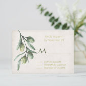 Italienische Olive Branch Wedding RSVP Karte (Stehend Vorderseite)