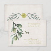 Italienische Olive Branch Wedding RSVP Karte (Vorne/Hinten)