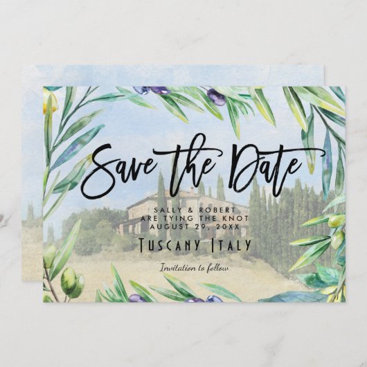 Italienische Oliven Hochzeit Toskana speichern Sie Dankeskarte (Vorne/Hinten)